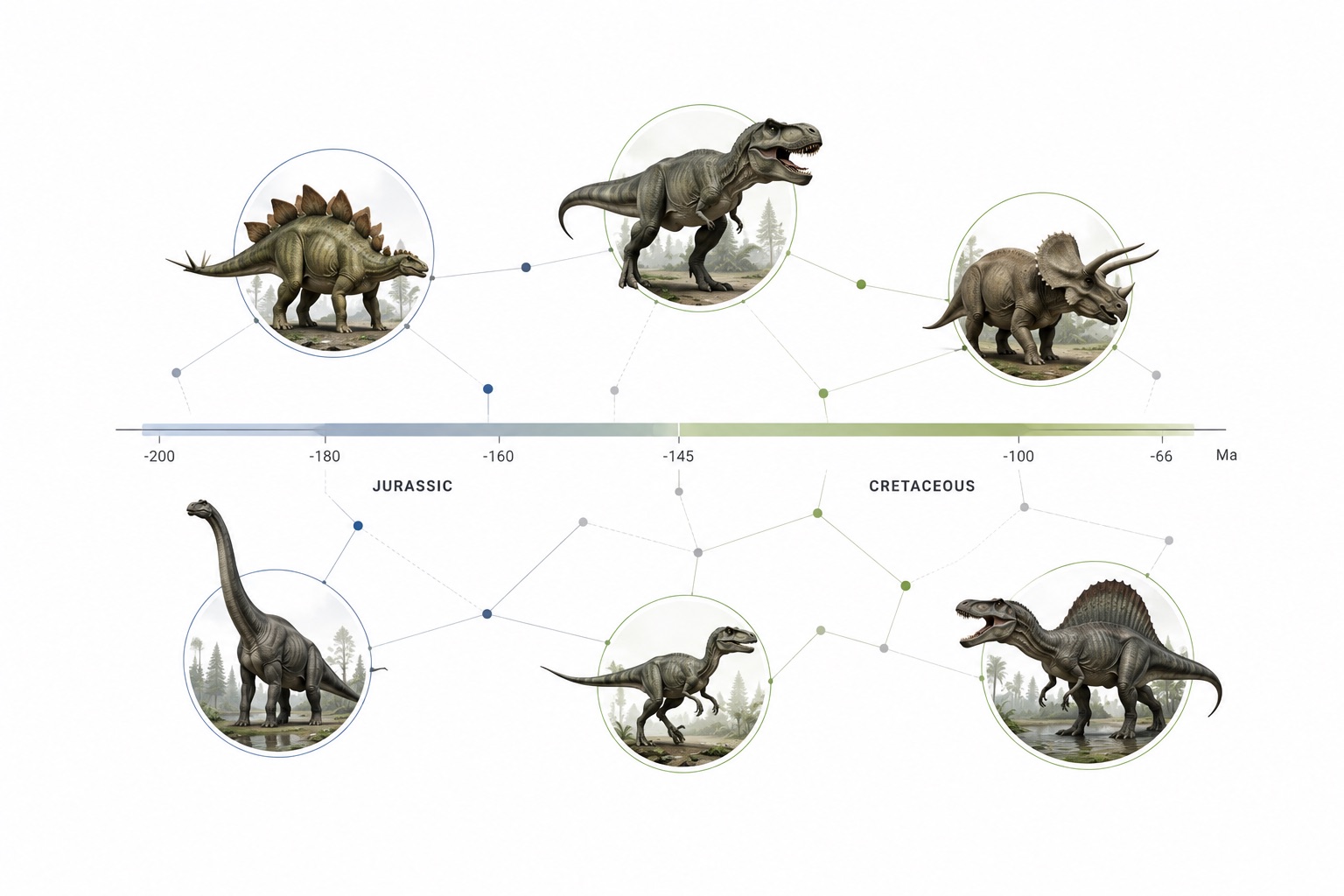 Natur & Geschichte: Einstiegsfrage – Welche Dinosaurier lebten zufällig zur gleichen Zeit?